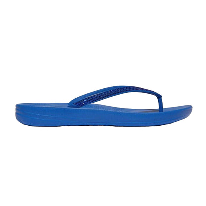 Grey Blue - Front - FitFlop Womens-Ladies Sparkle iQushion Flip Flops
