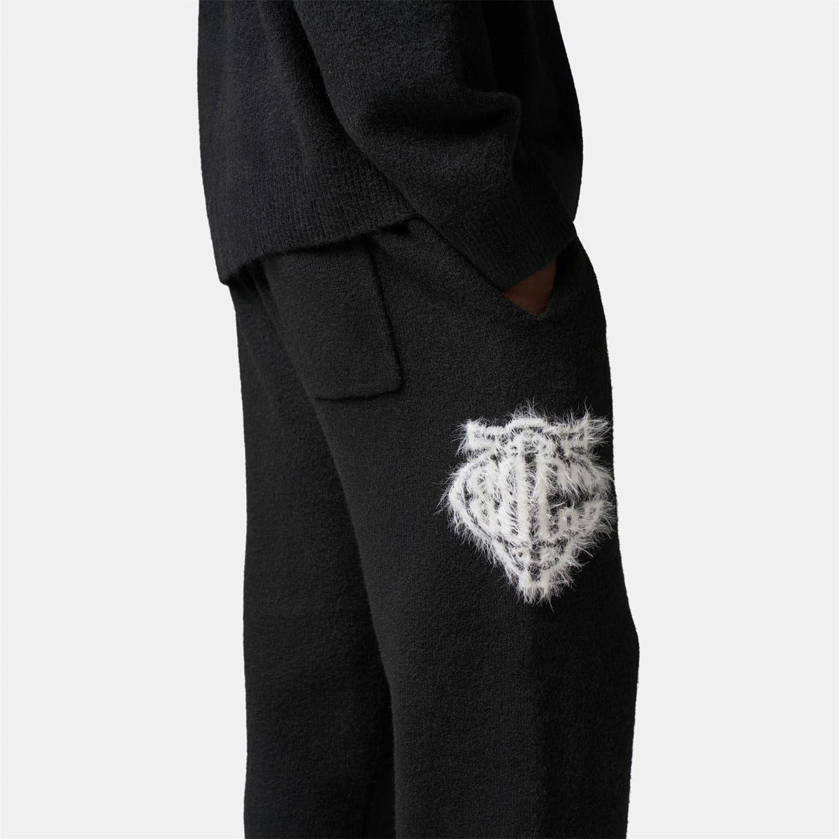Black - Pack Shot - Couture Womens-Ladies Wool Blend Relaxed Fit Joggers