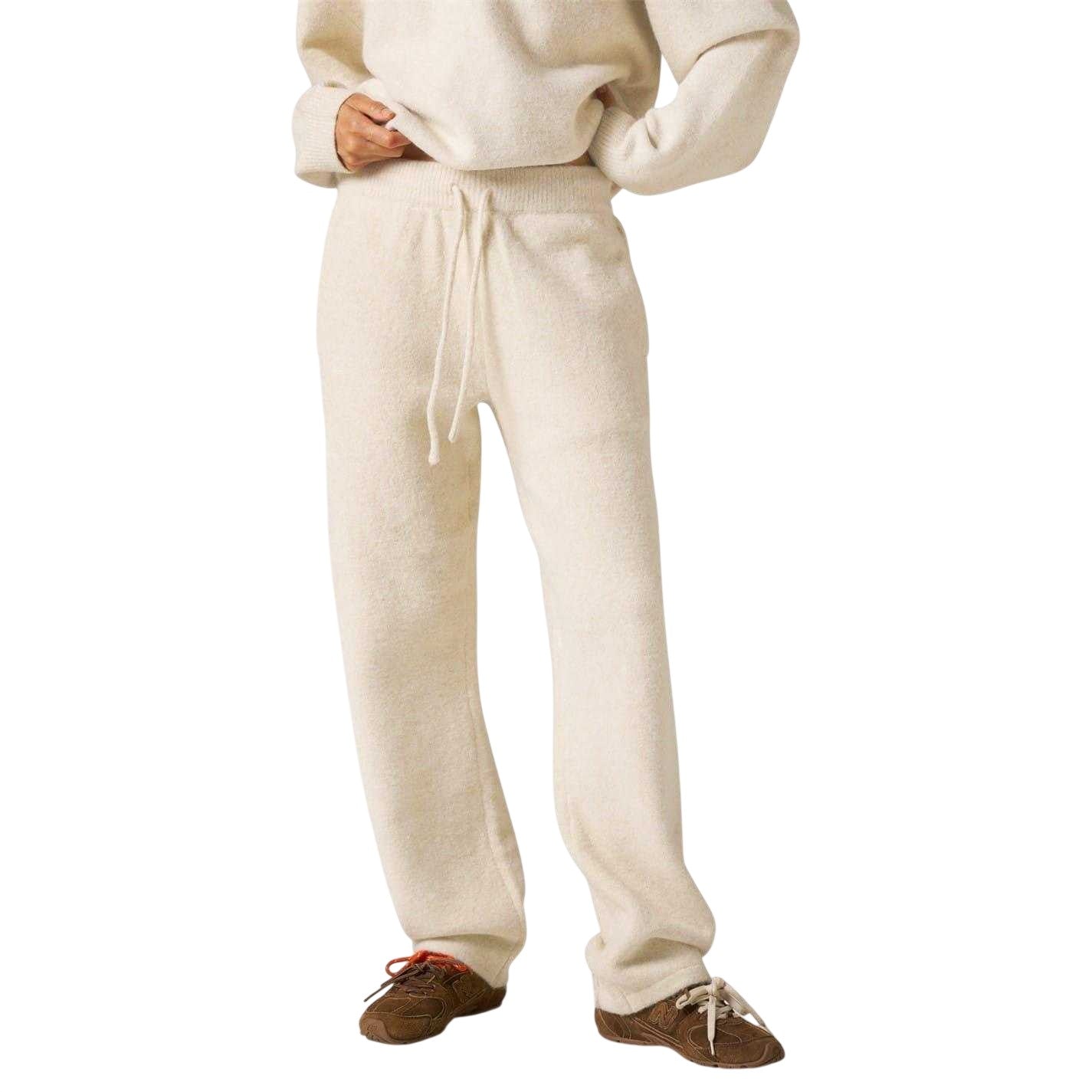 Beige - Side - Couture Womens-Ladies Wool Blend Relaxed Fit Joggers