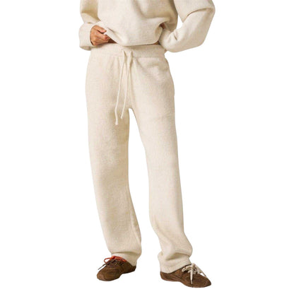 Beige - Side - Couture Womens-Ladies Wool Blend Relaxed Fit Joggers