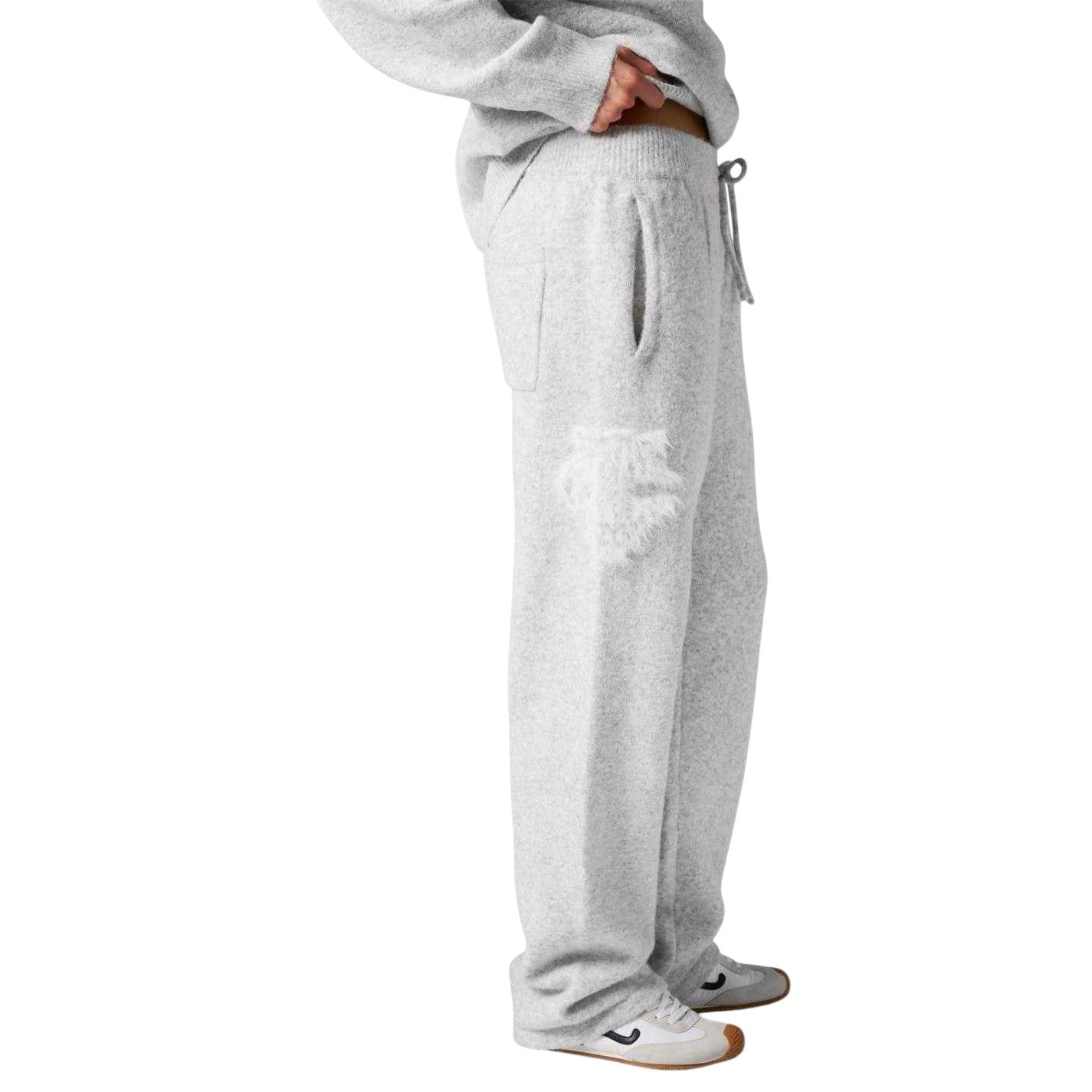 Grey - Side - Couture Womens-Ladies Wool Blend Relaxed Fit Joggers