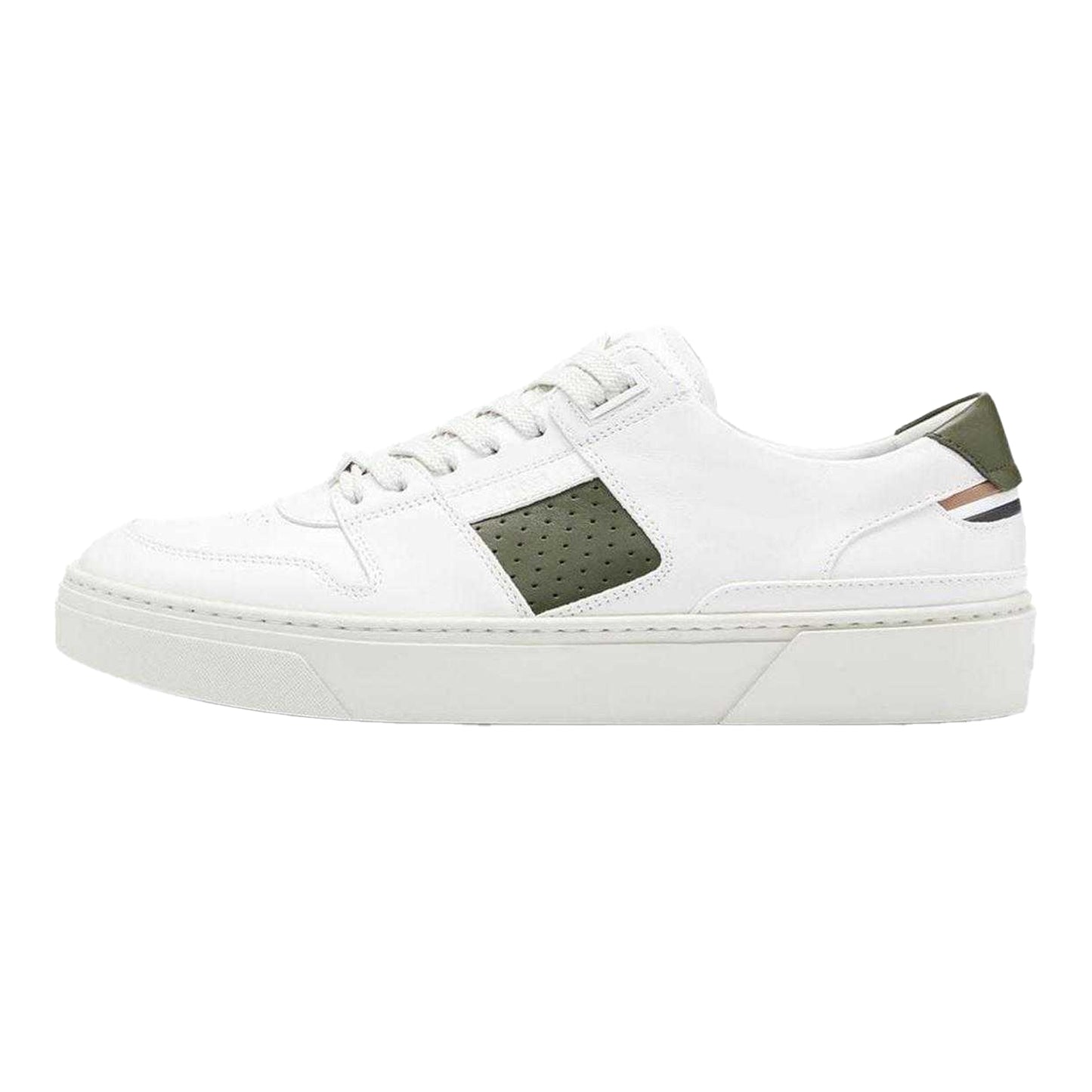 White - Back - Boss Mens Gary Logo Leather Tennis Trainers