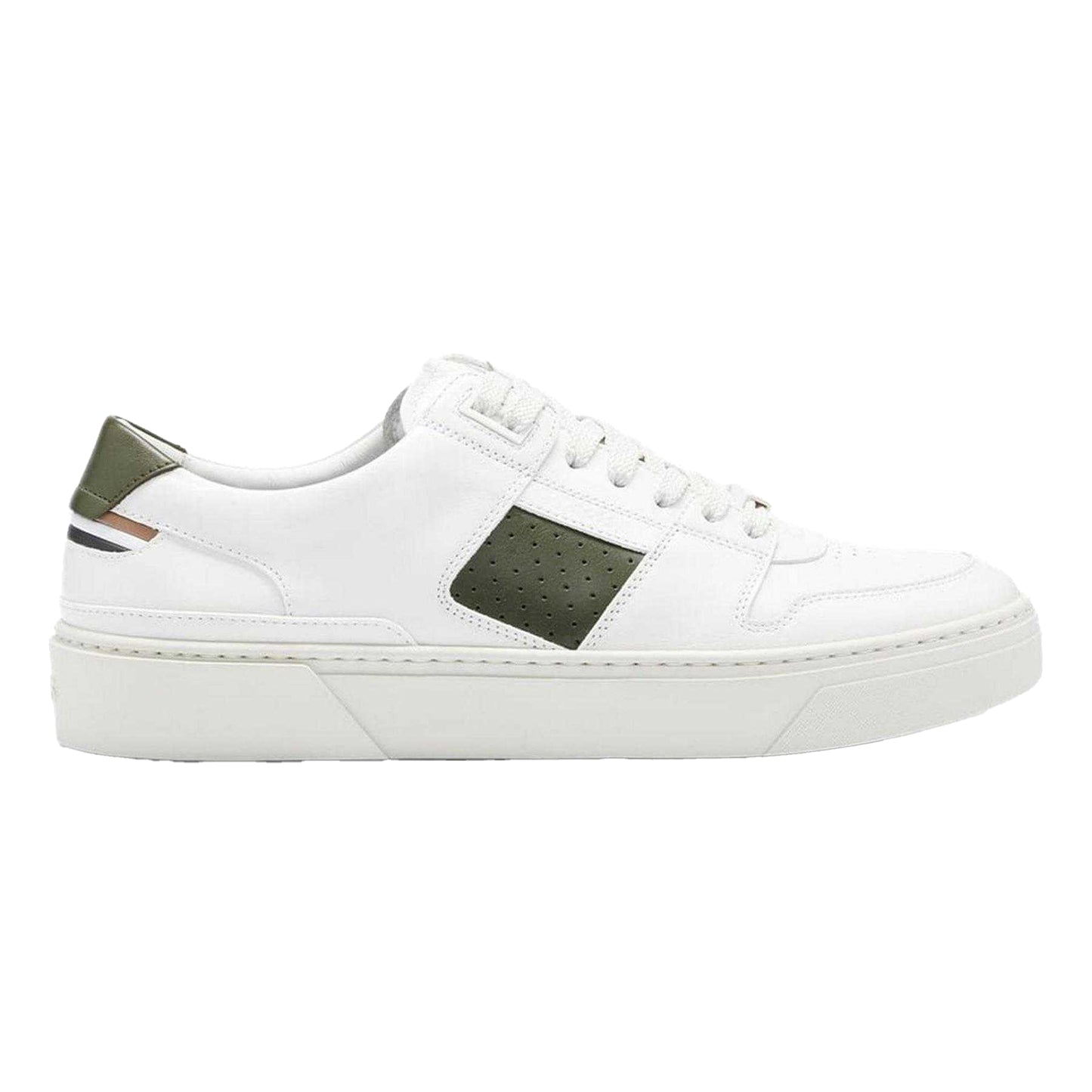 White - Front - Boss Mens Gary Logo Leather Tennis Trainers