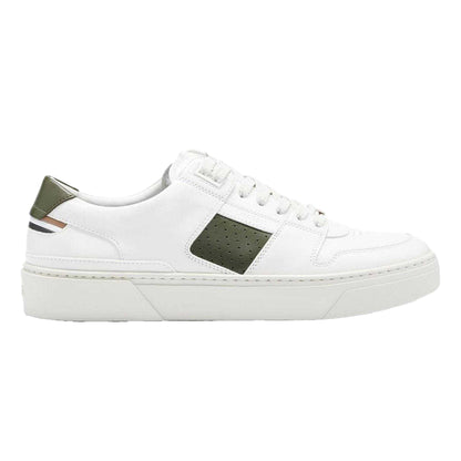 White - Front - Boss Mens Gary Logo Leather Tennis Trainers