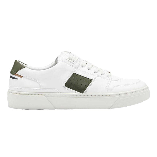 White - Front - Boss Mens Gary Logo Leather Tennis Trainers