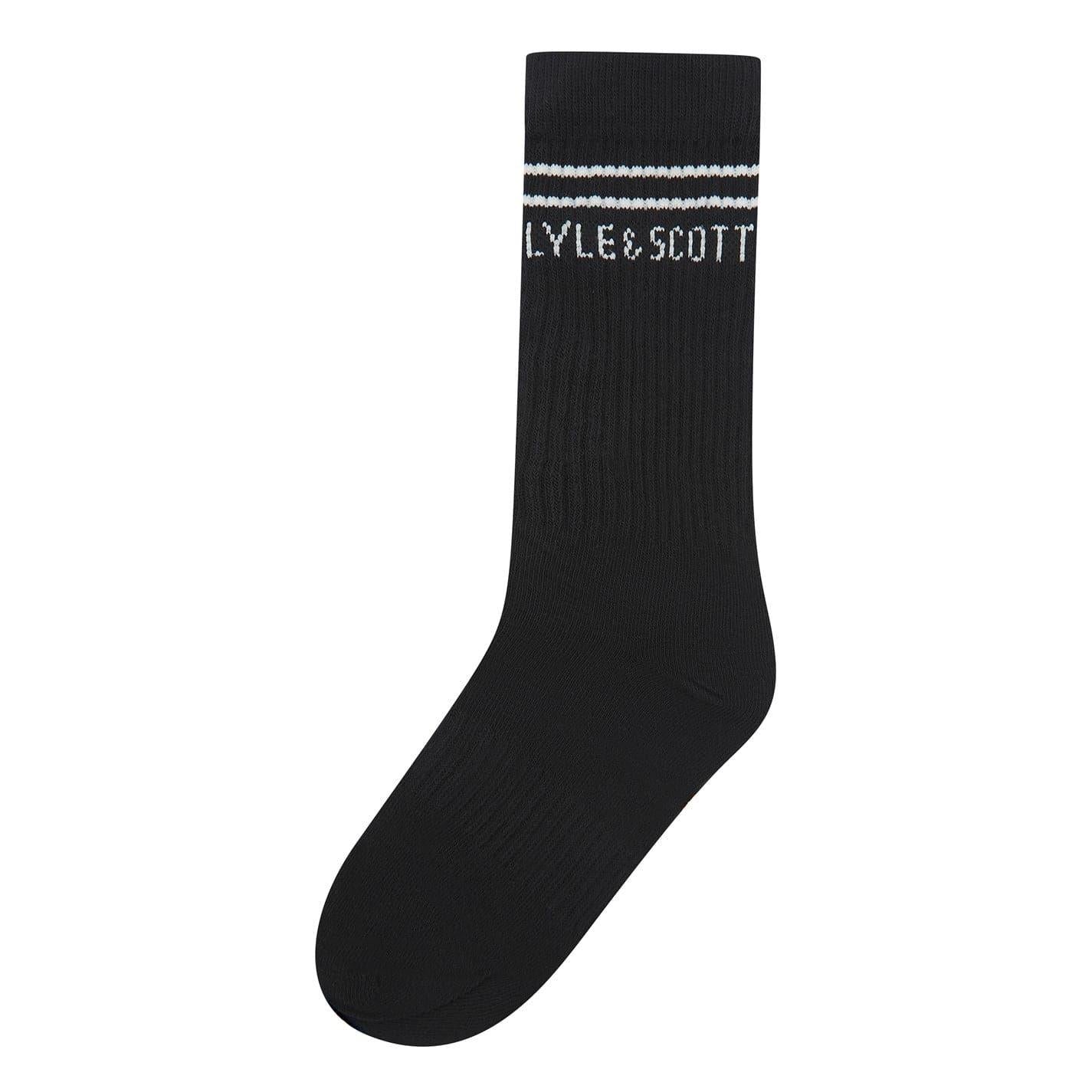 Black - Back - Lyle & Scott Childrens-Kids Logo Crew Socks (Pack of 6)