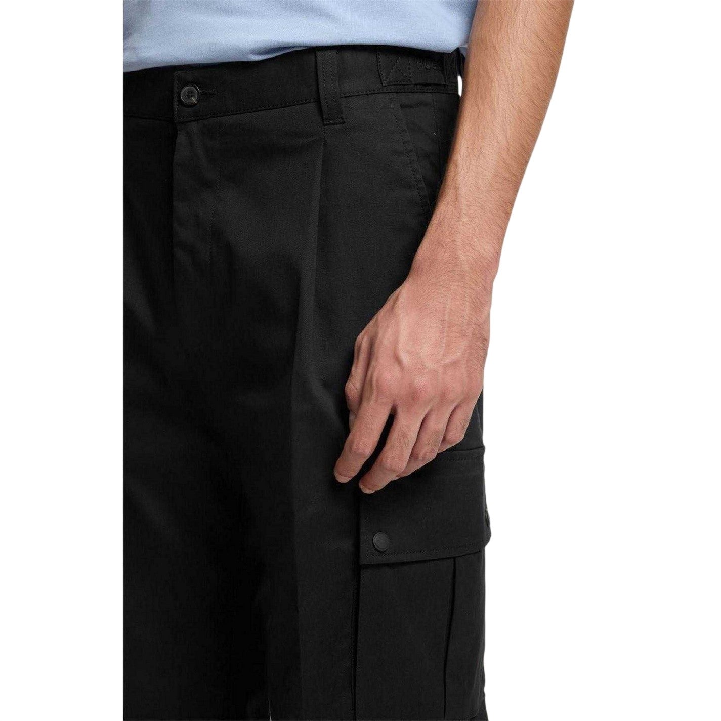 Black - Side - Hugo Mens Relaxed Fit Cargo Trousers