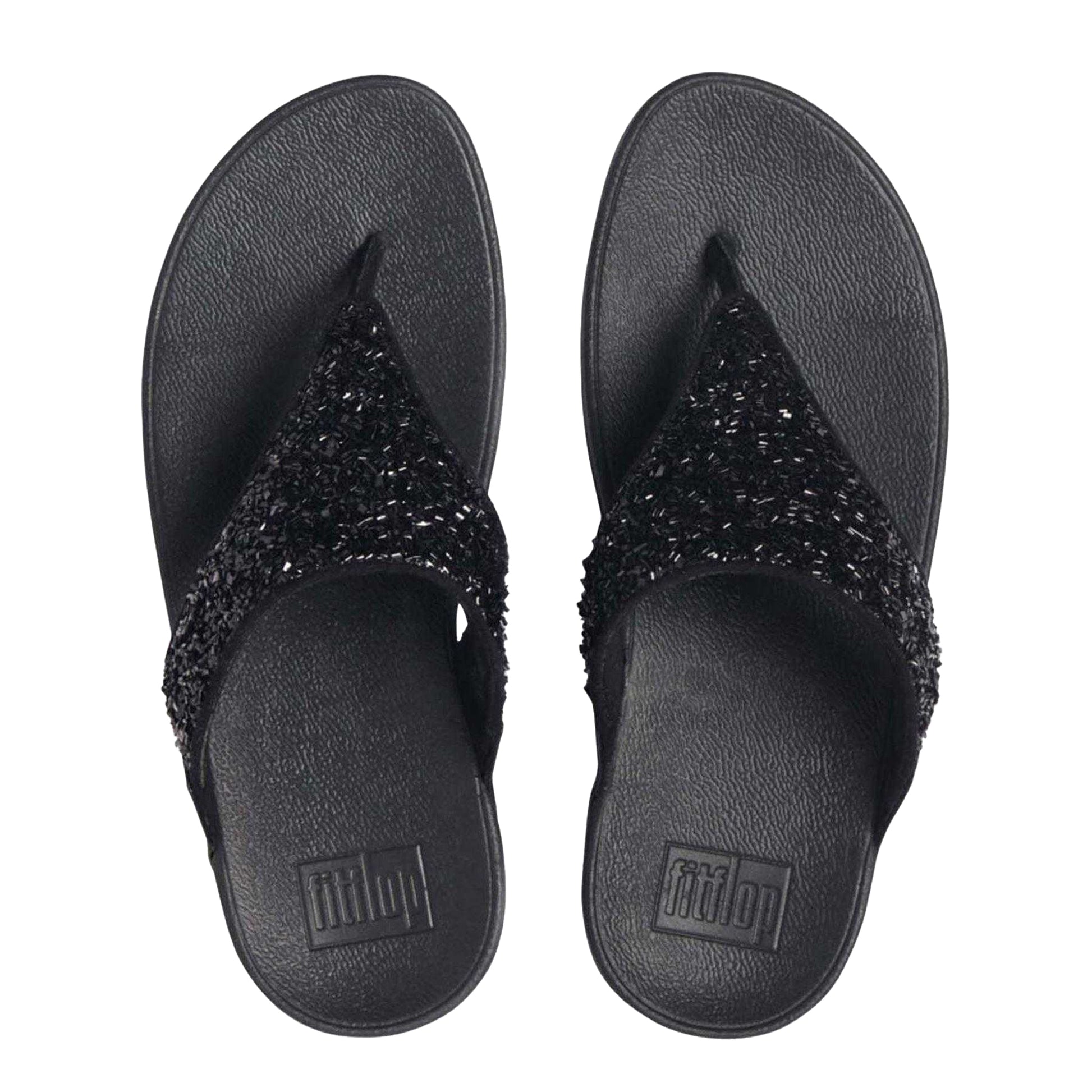 Black - Side - FitFlop Womens-Ladies Lulu Summerfoil Wedge Sandals