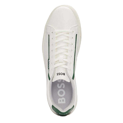 White - Side - Boss Mens Rhys Tennis Trainers