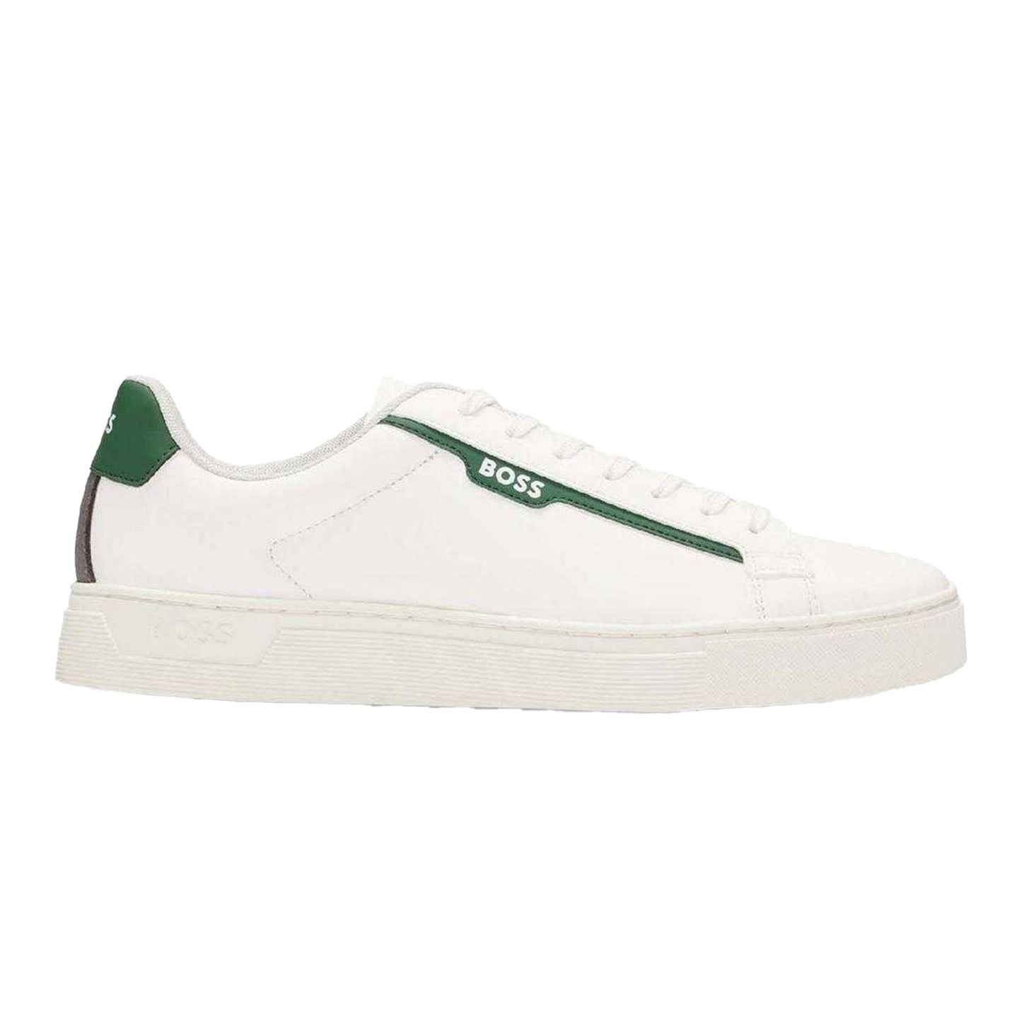 White - Front - Boss Mens Rhys Tennis Trainers