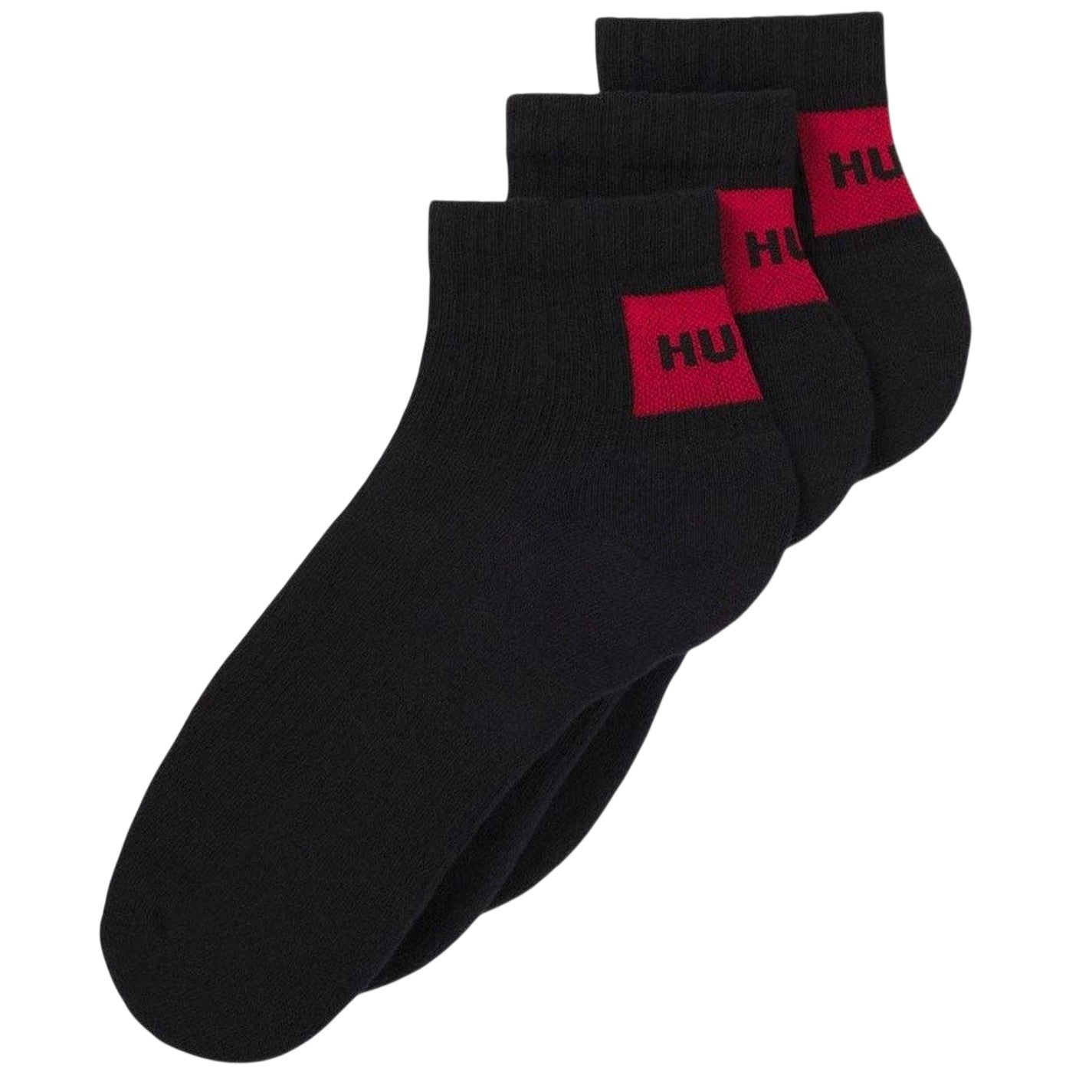 Black - Back - Hugo Mens Ankle Socks (Pack of 3)
