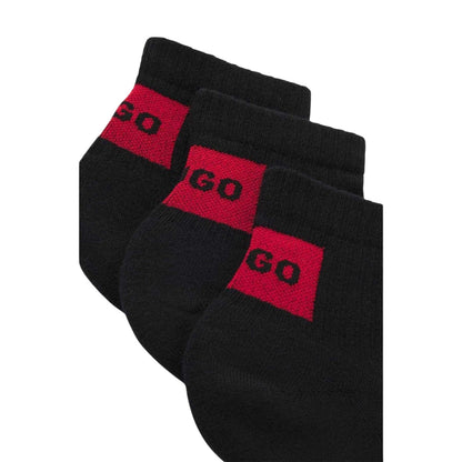Black - Side - Hugo Mens Ankle Socks (Pack of 3)