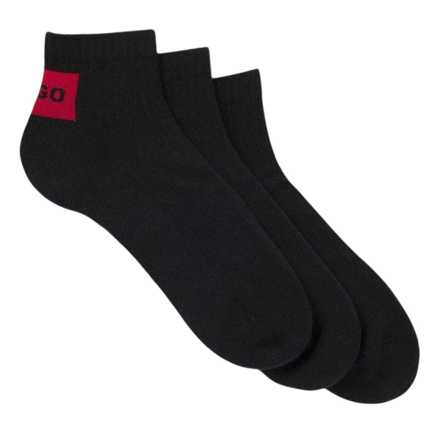 Black - Front - Hugo Mens Ankle Socks (Pack of 3)