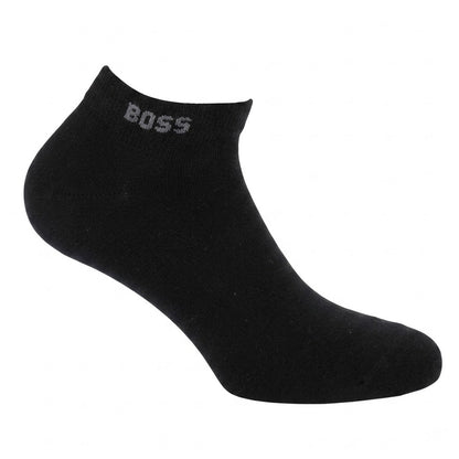 Black - Back - Boss Mens Bamboo Ankle Socks (Pack of 2)