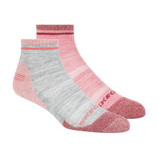 Grey-Pink - Front - Skechers Womens-Ladies Socks (Pack of 2)