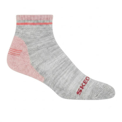 Grey-Pink - Back - Skechers Womens-Ladies Socks (Pack of 2)
