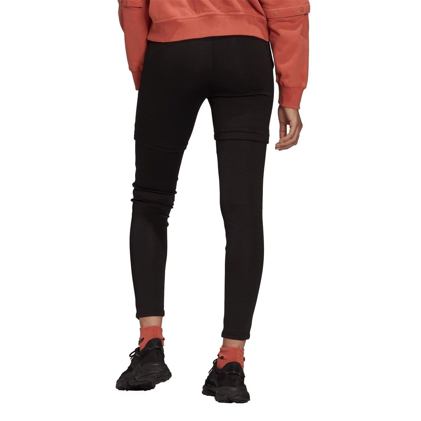Black - Back - Adidas Womens-Ladies Originals Faux Leather Detachable Trousers