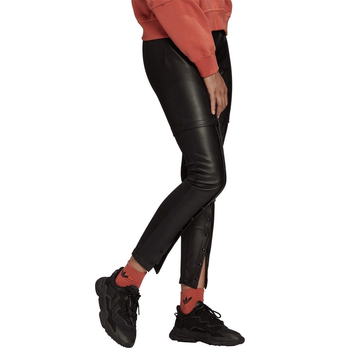 Black - Side - Adidas Womens-Ladies Originals Faux Leather Detachable Trousers