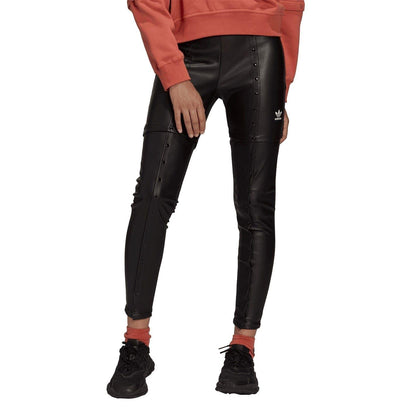 Black - Pack Shot - Adidas Womens-Ladies Originals Faux Leather Detachable Trousers