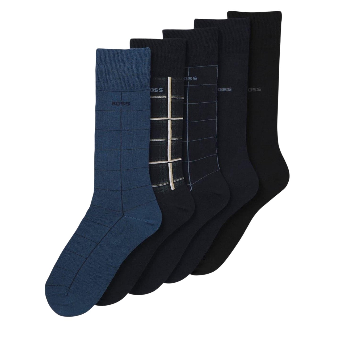 Blue - Back - Boss Mens Crew Socks (Pack of 5)