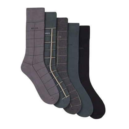Green - Front - Boss Mens Crew Socks (Pack of 5)