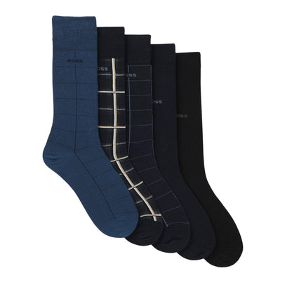 Blue - Front - Boss Mens Crew Socks (Pack of 5)