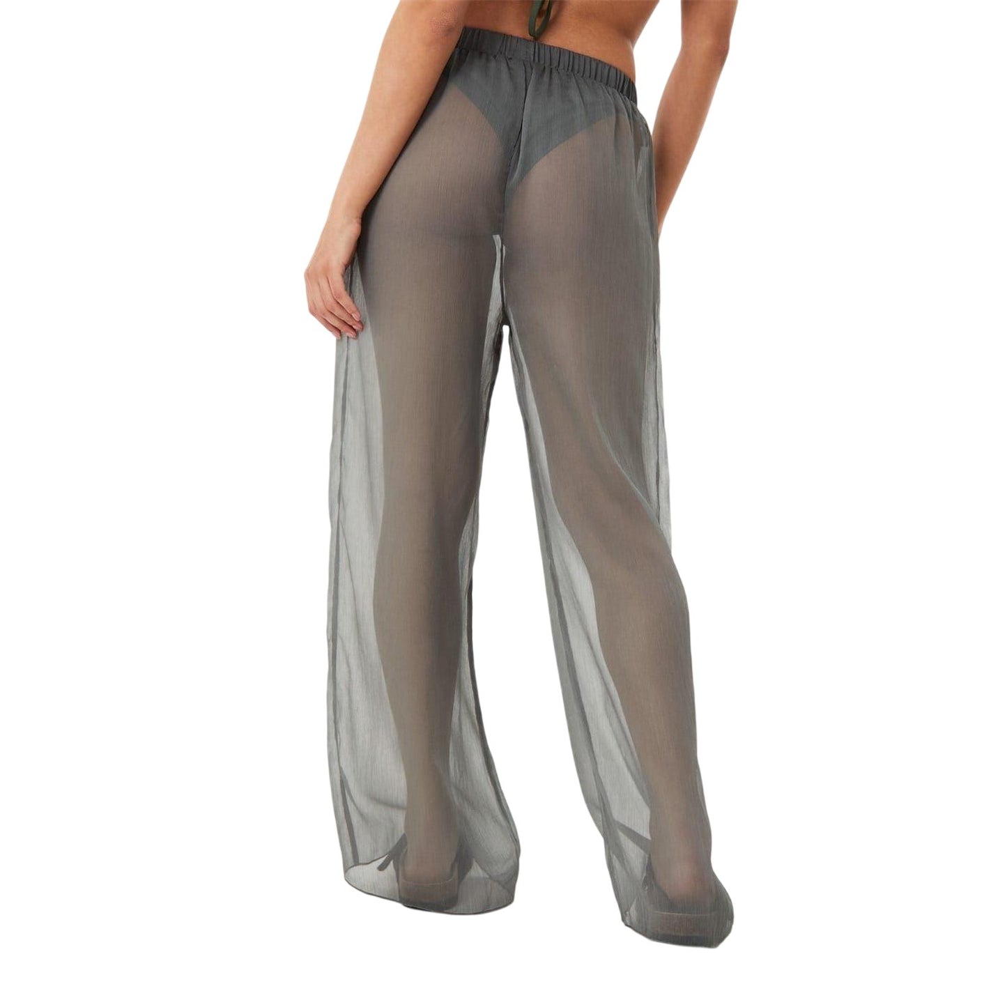 Khaki Green - Back - Jack Wills Womens-Ladies Chiffon Beach Trousers