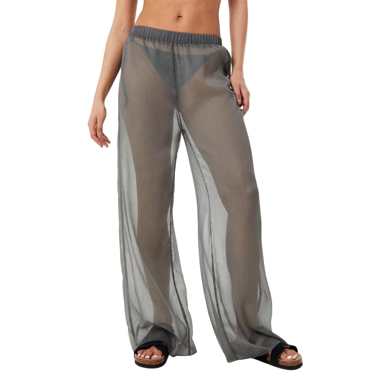 Khaki Green - Front - Jack Wills Womens-Ladies Chiffon Beach Trousers