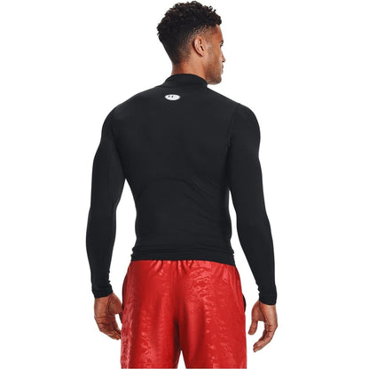 Black - Back - Under Armour Mens HeatGear Mock Neck Raglan Long-Sleeved Base Layer Top