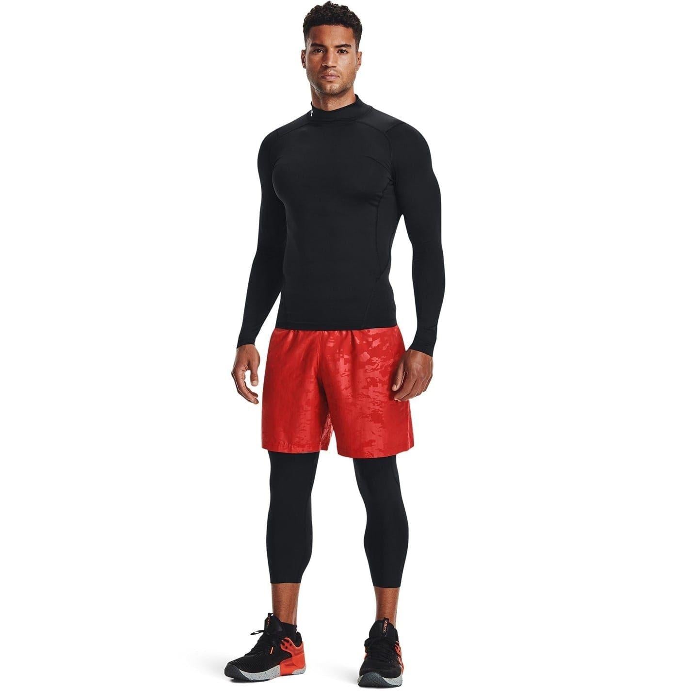 Black - Lifestyle - Under Armour Mens HeatGear Mock Neck Raglan Long-Sleeved Base Layer Top