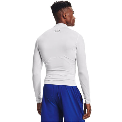 White - Back - Under Armour Mens HeatGear Mock Neck Raglan Long-Sleeved Base Layer Top