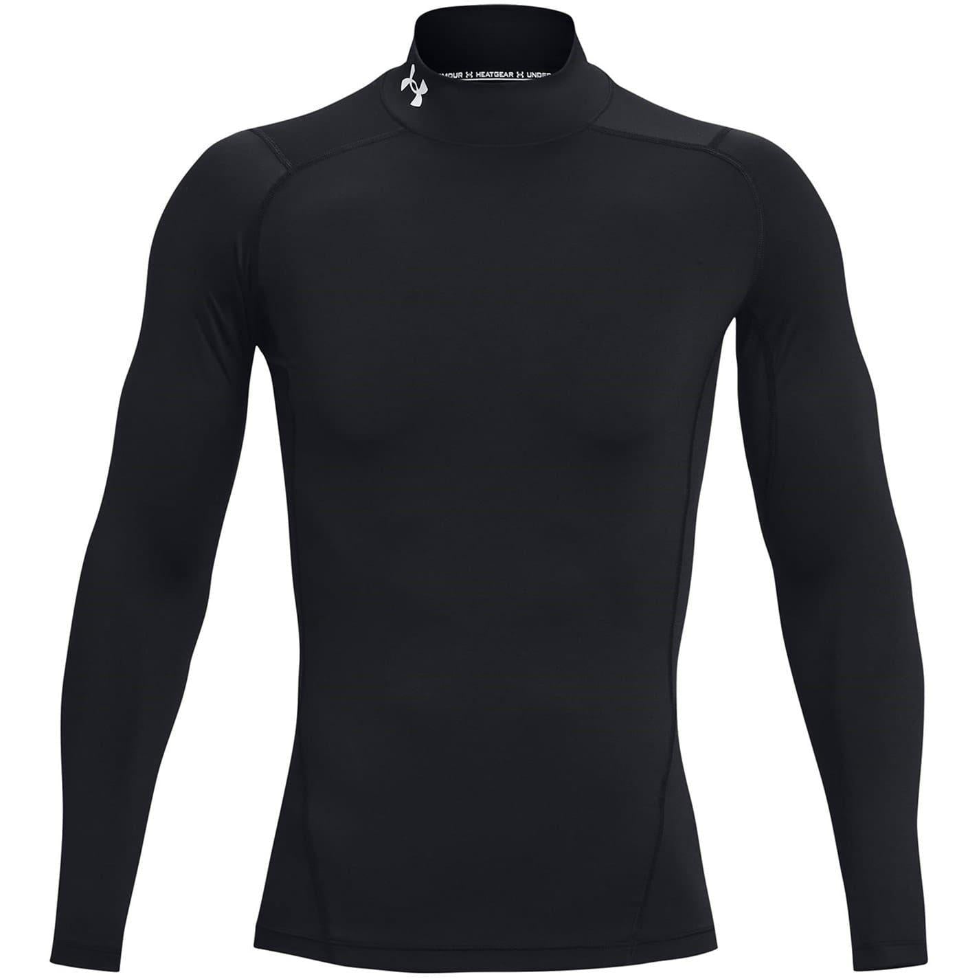Black - Front - Under Armour Mens HeatGear Mock Neck Raglan Long-Sleeved Base Layer Top