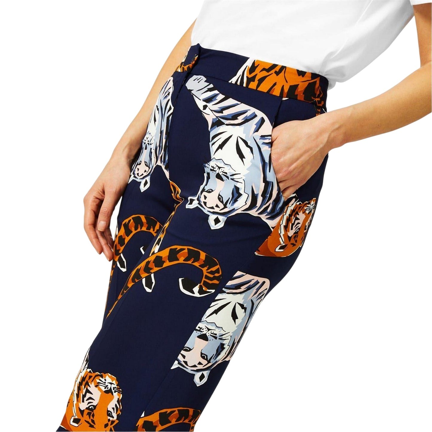 Black - Side - Biba Womens-Ladies Tiger Wide Leg Trousers