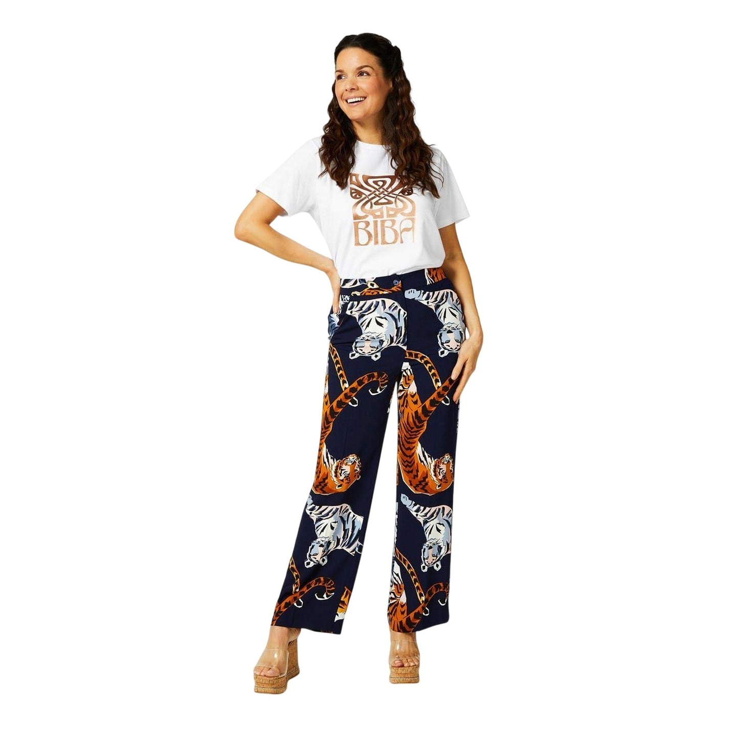 Black - Lifestyle - Biba Womens-Ladies Tiger Wide Leg Trousers