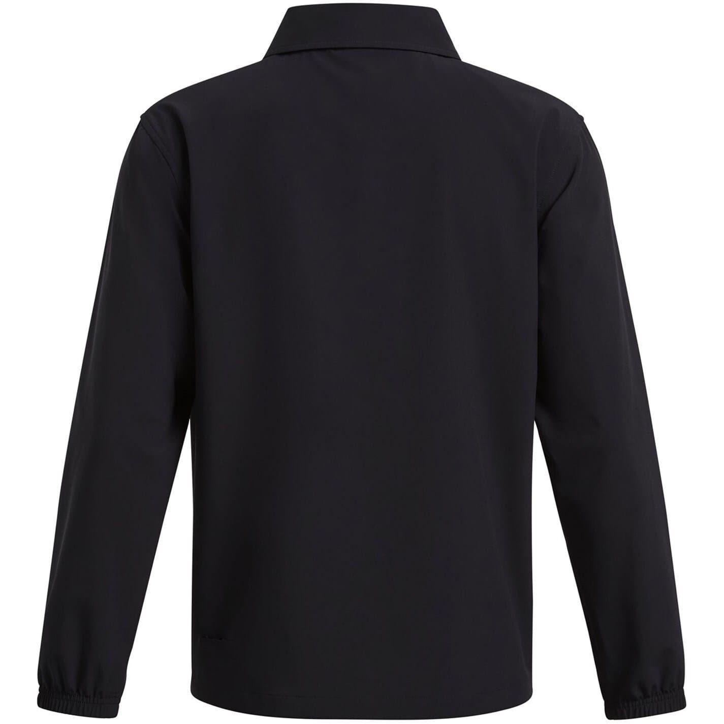 Black-White - Back - Under Armour Boys Woven Snap-Front Coach Jacket