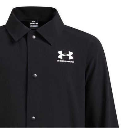 Black-White - Lifestyle - Under Armour Boys Woven Snap-Front Coach Jacket