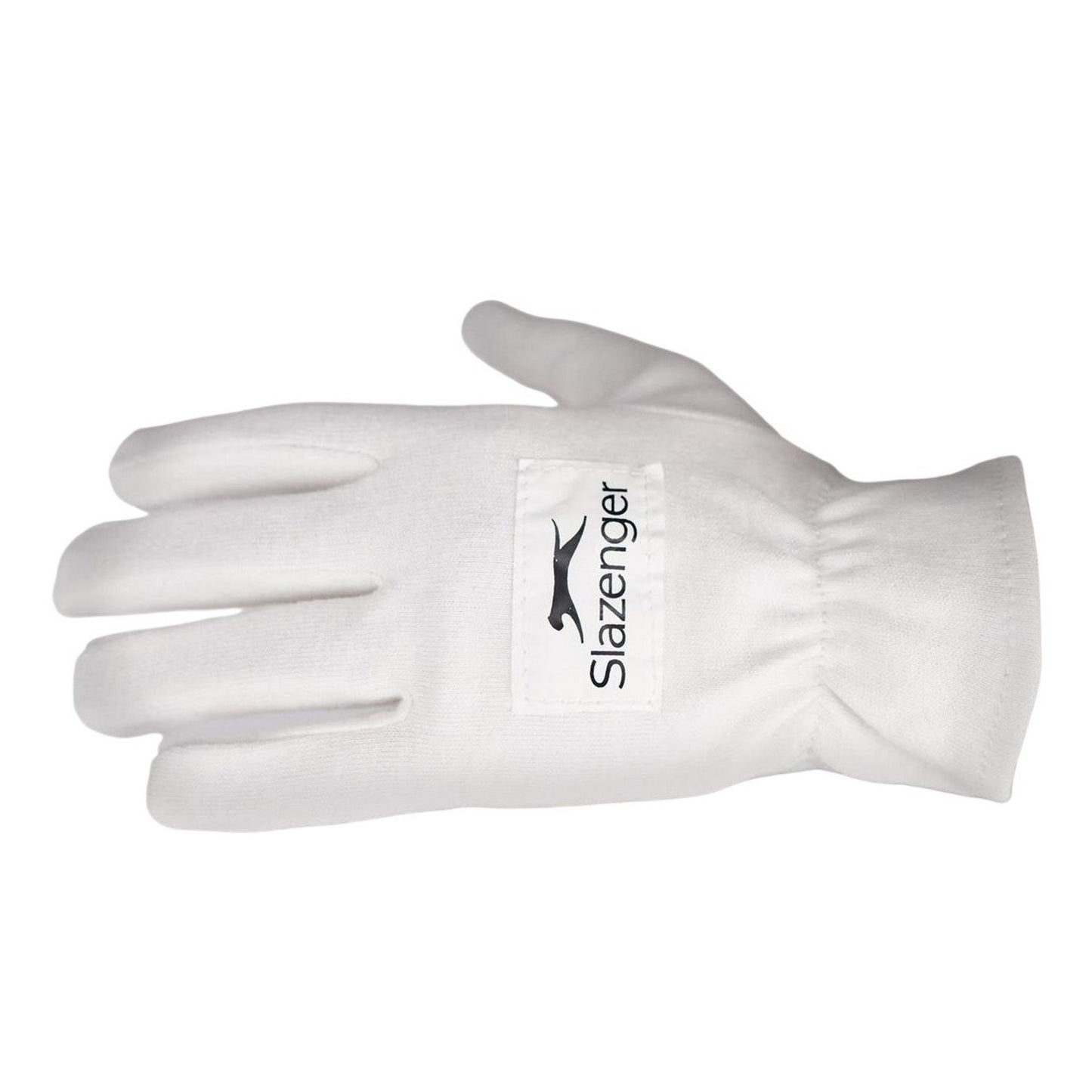 White - Side - Slazenger Childrens-Kids Cotton Logo Cricket Gloves