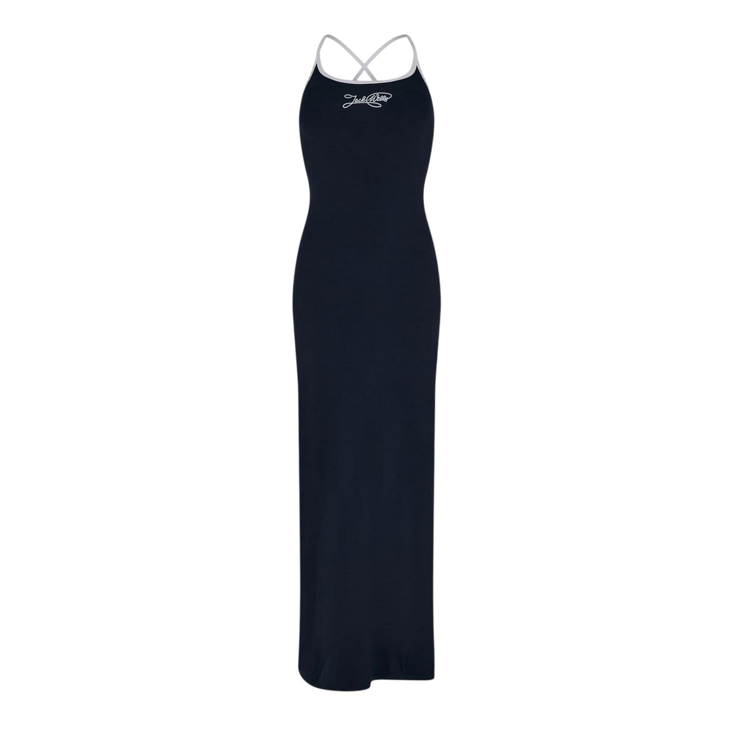 Navy-White - Front - Jack Wills Womens-Ladies Halter Neck Maxi Dress
