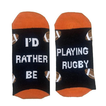 Multicoloured - Side - Star Mens Rugby Ball Cotton Blend Socks