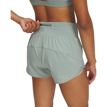 Green - Side - Under Armour Womens-Ladies Launch Pro Running Shorts