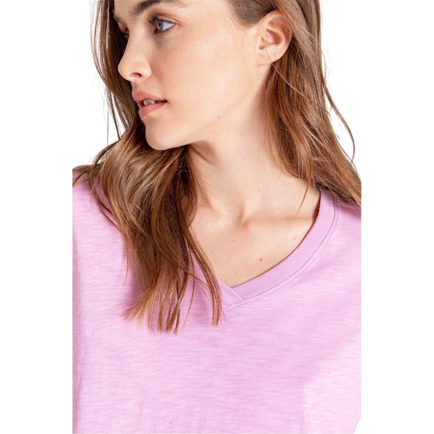 Lilac - Side - PJ Salvage Womens-Ladies Slub V Neck Short-Sleeved T-Shirt