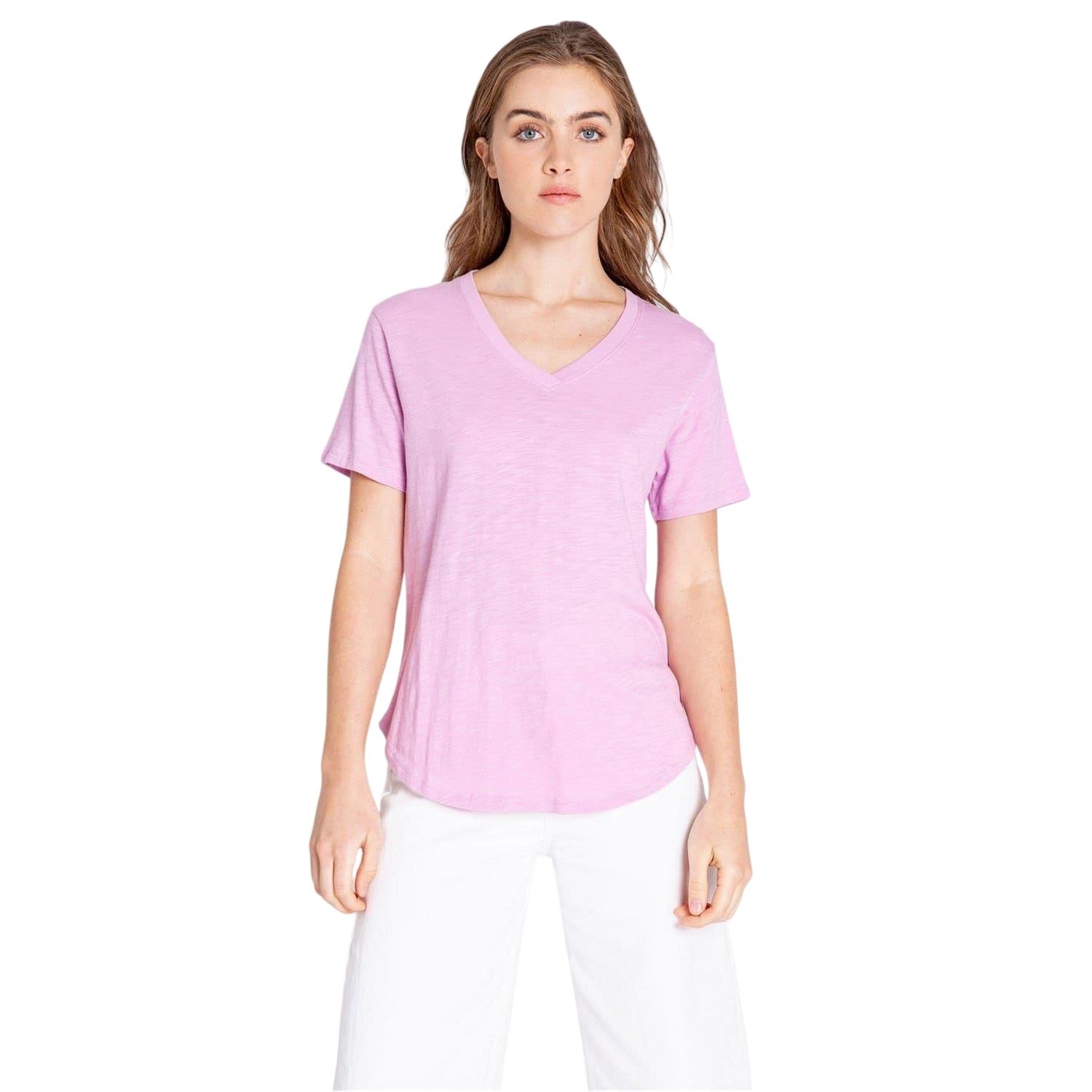 Lilac - Lifestyle - PJ Salvage Womens-Ladies Slub V Neck Short-Sleeved T-Shirt
