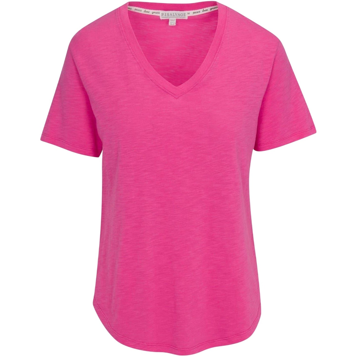 Fuchsia - Front - PJ Salvage Womens-Ladies Slub V Neck Short-Sleeved T-Shirt