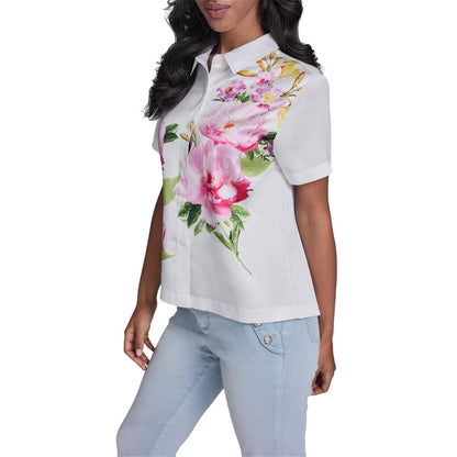 White - Side - Karl Lagerfeld Womens-Ladies Patterned Shirt