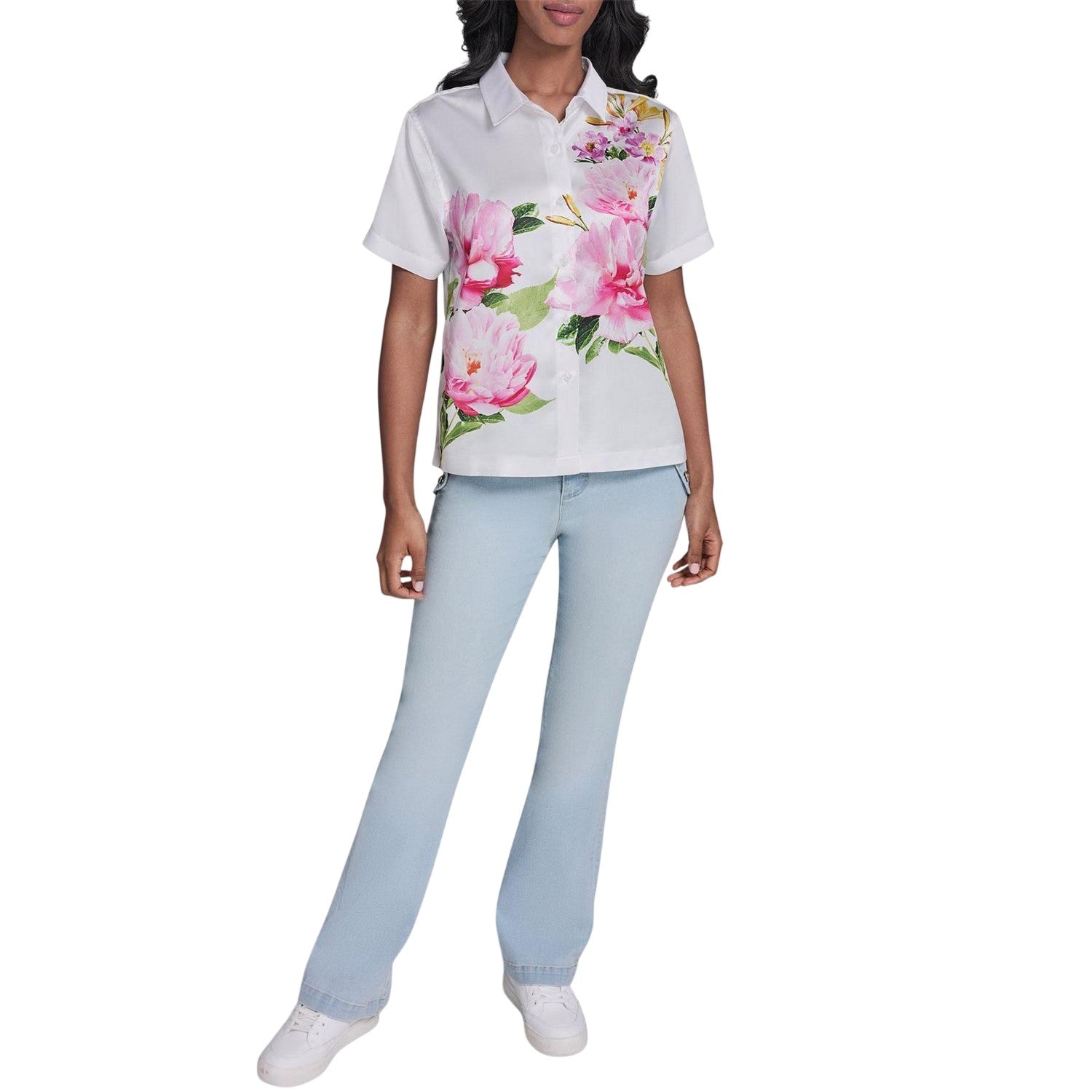 White - Lifestyle - Karl Lagerfeld Womens-Ladies Patterned Shirt