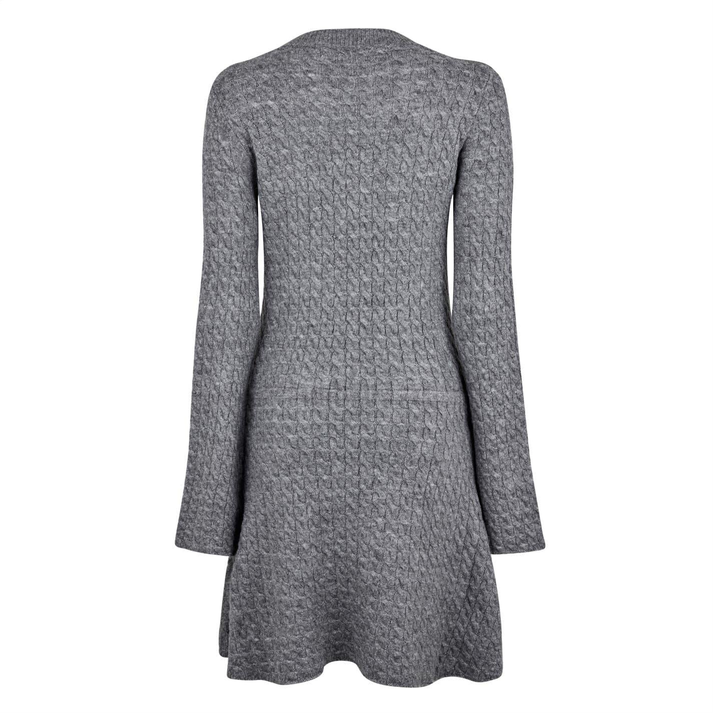 Charcoal Marl - Back - Jack Wills Womens-Ladies Cable Knit Crew Neck Sweater Dress