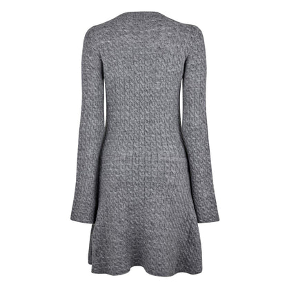 Charcoal Marl - Back - Jack Wills Womens-Ladies Cable Knit Crew Neck Sweater Dress