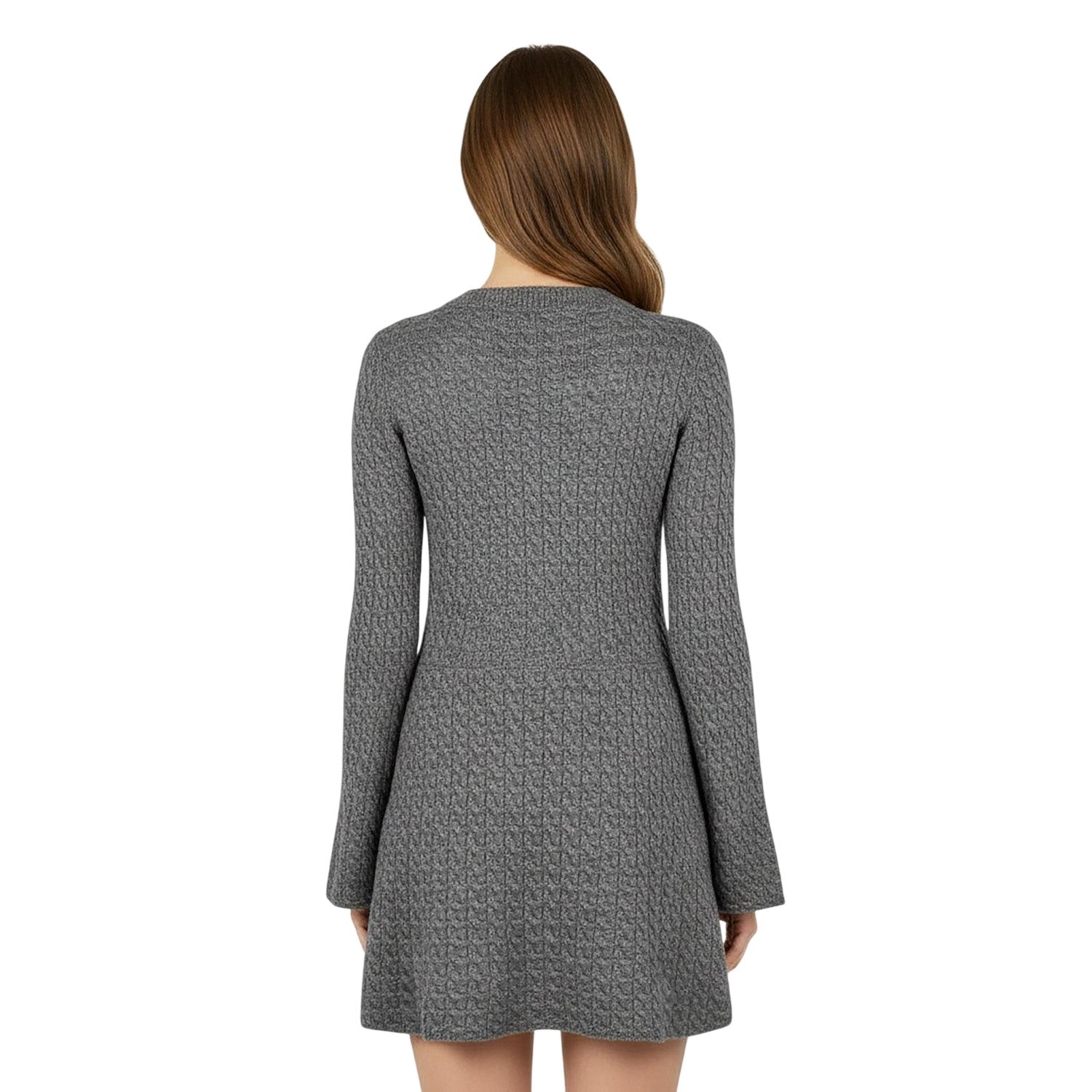 Charcoal Marl - Lifestyle - Jack Wills Womens-Ladies Cable Knit Crew Neck Sweater Dress