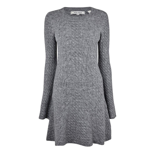 Charcoal Marl - Front - Jack Wills Womens-Ladies Cable Knit Crew Neck Sweater Dress