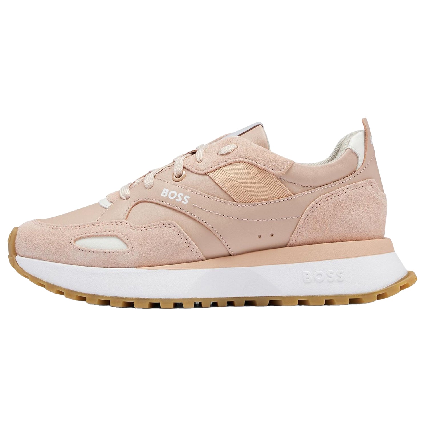 Light Beige - Back - Boss Womens-Ladies Leather Trainers